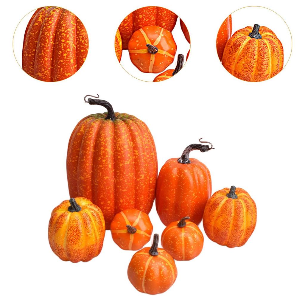 7x Fake Pumpkins Model Small Cute DIY Harvest Decorative Lifelike Fake Foam