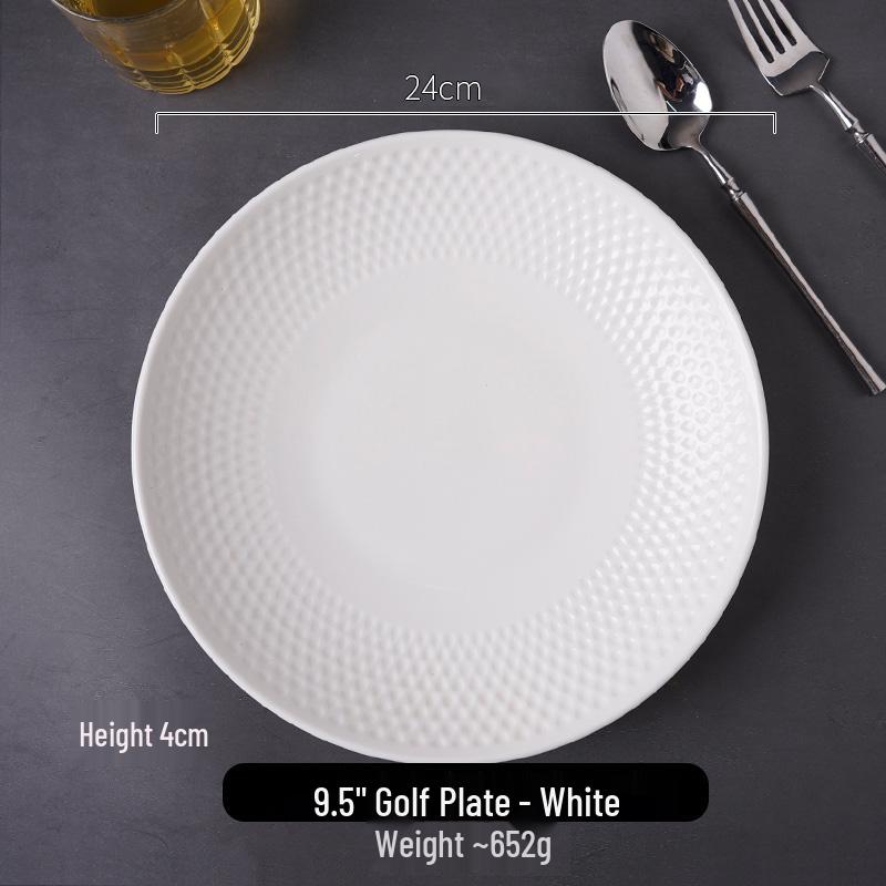White Western-Style Deep Plate for Salad, Fish, and Steak