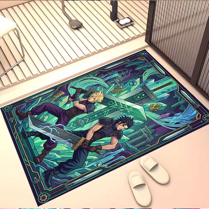 Final Fantasy Print Rug, Washable Floor Carpet, For Entryway Dorm Laundry Room Office Study, Home Decor Birthday Christmas Gift