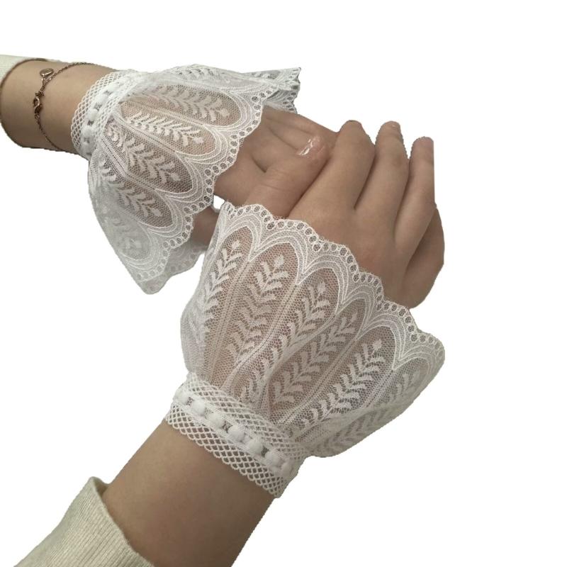 

Элегантные кружевные съемные рукава, дышащие, для свадеб, вечеринок, официальных мероприятий, эластичная посадка, модные аксессуары белый