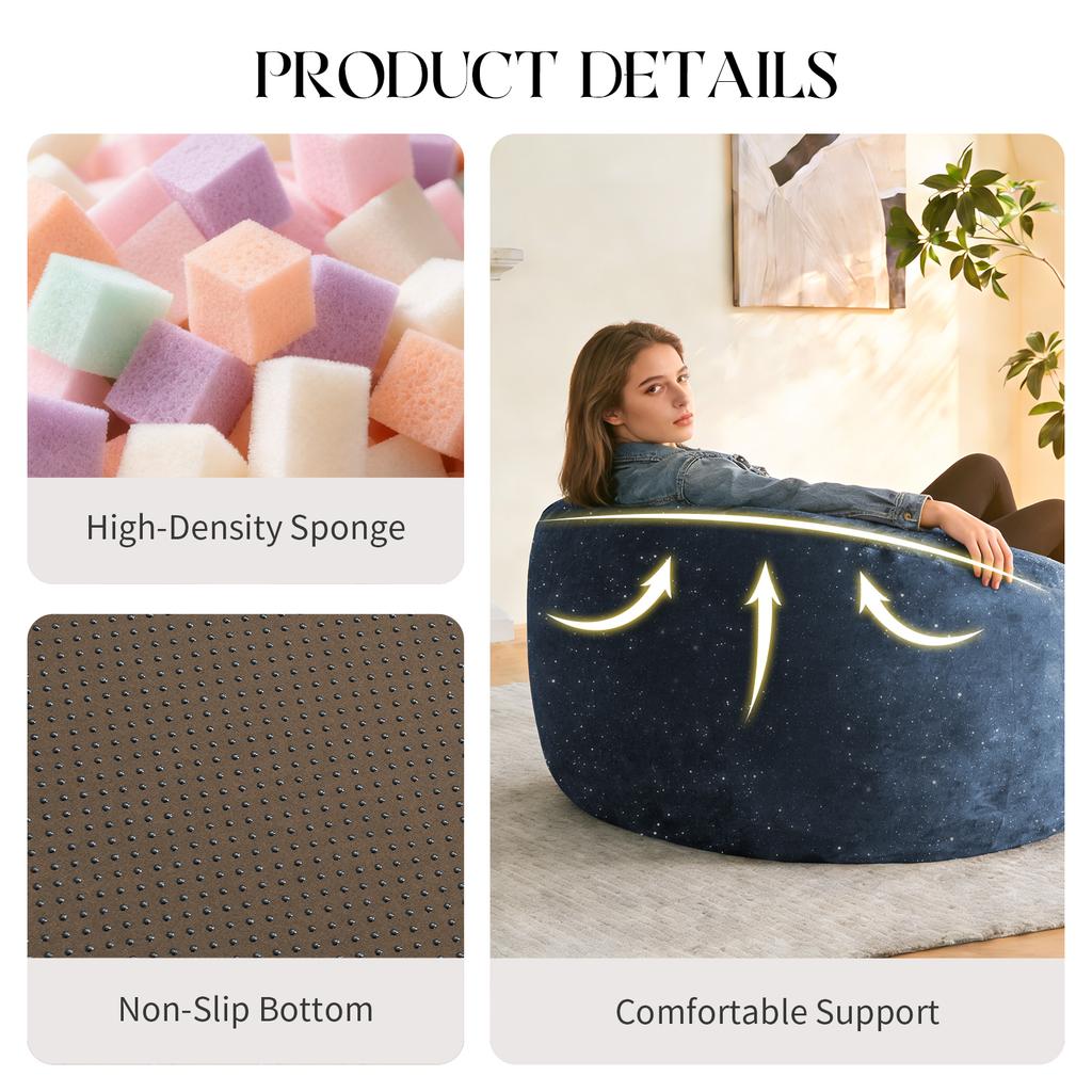 Curved High-Back Bean Bag Chair with Full-Body Contour Support for Immersive Relaxation in Modern Living Spaces