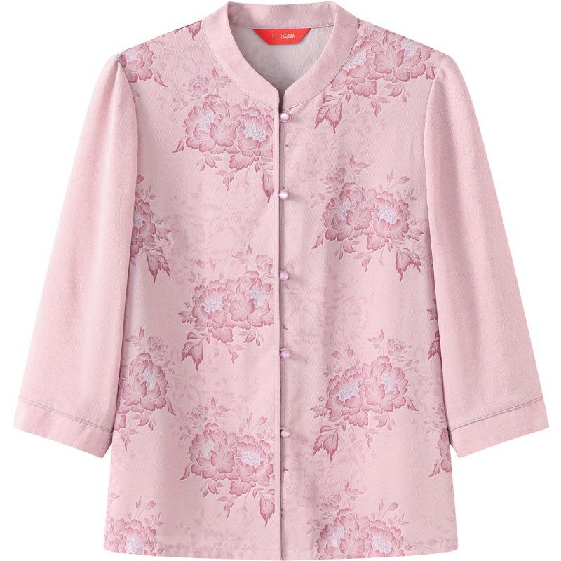

Spring 2026 Fashion: Women s Plus Size Tops for Middle-Aged & Elderly - Stylish Grandmother s Summer Shirts 4XL (for 150-165 jin) розовый