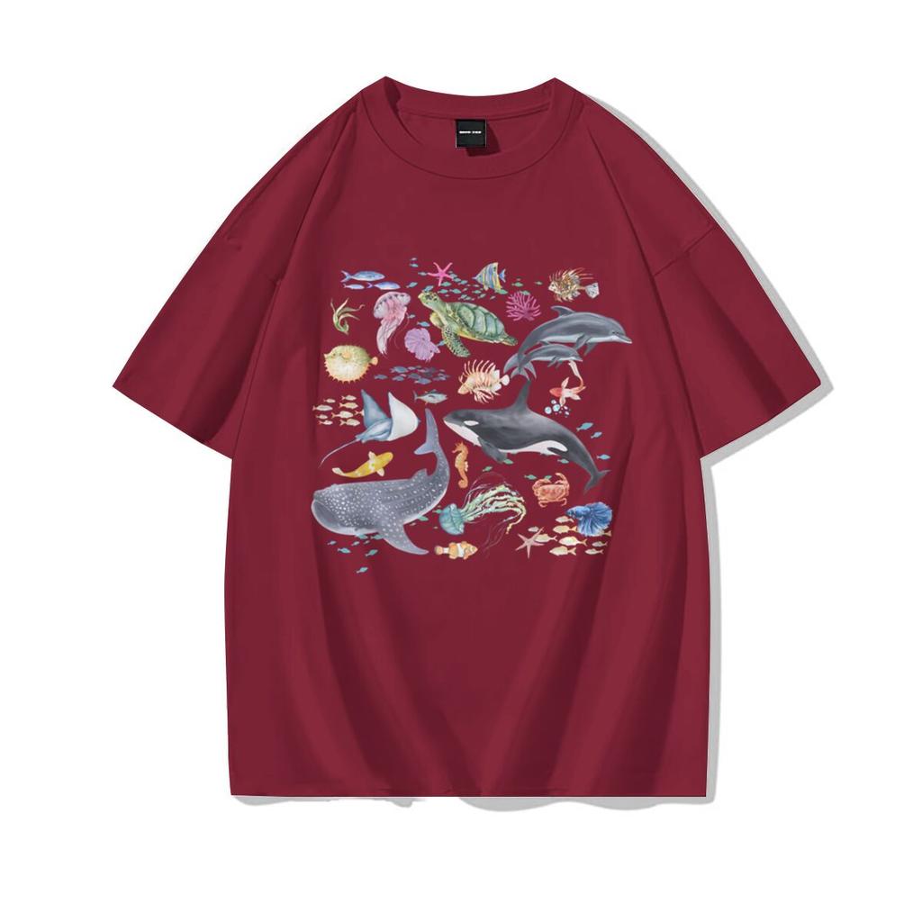 100 Cotton Tshirt For Unisex Ocean Animals Graphic Casual Top Sea Lovers Harajuku Hip Hop T Shirt New Fashion Girls Clothing