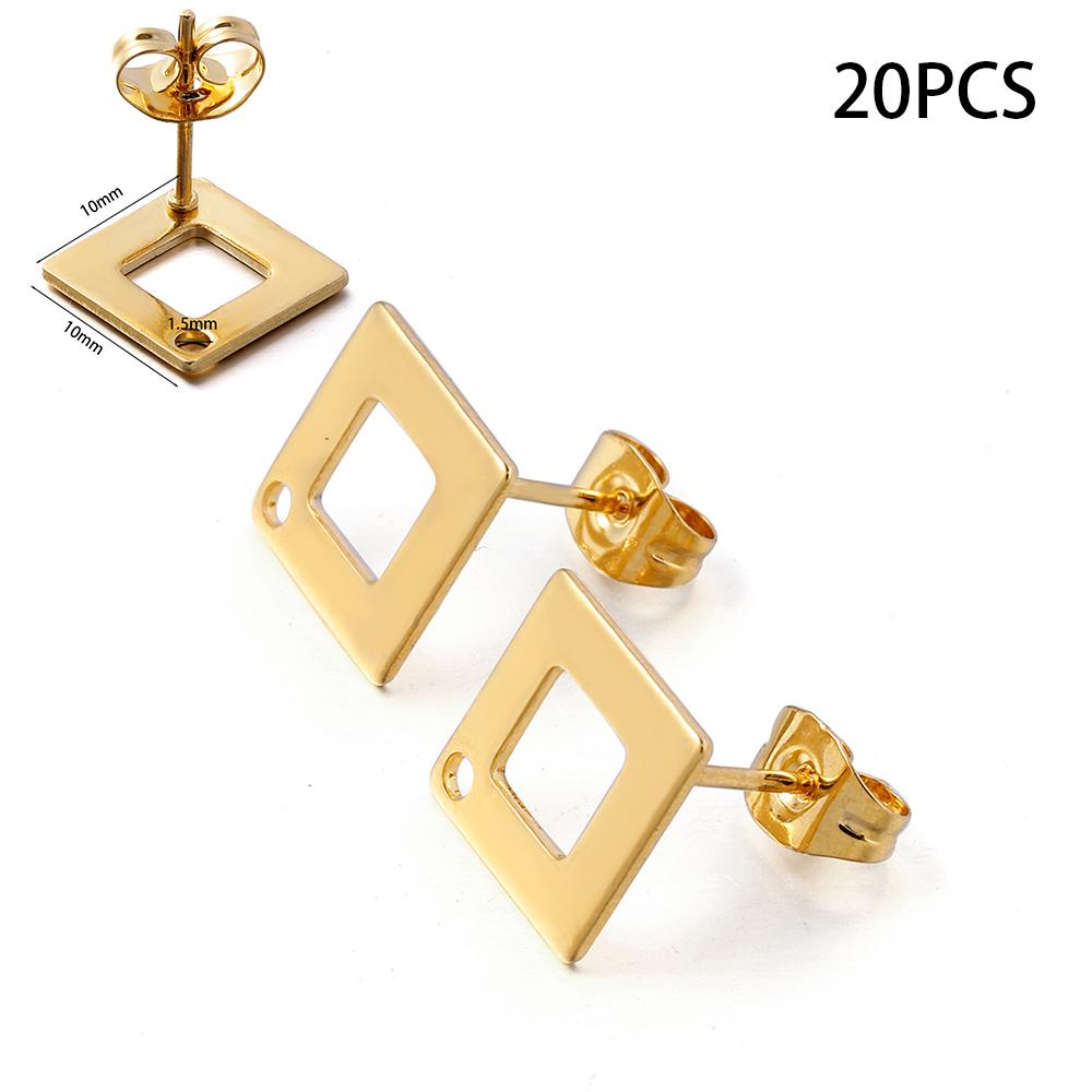10-20pcs Stainless Steel Blank Earring Stud Golden Earrings Base With Earring Plug Connectors For DIY Jewelry Making Accessories