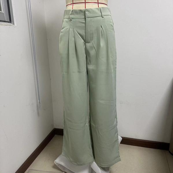 Women's Draped Skinny Solid Pocket High Waisted Wide Leg Pants Casual Pant