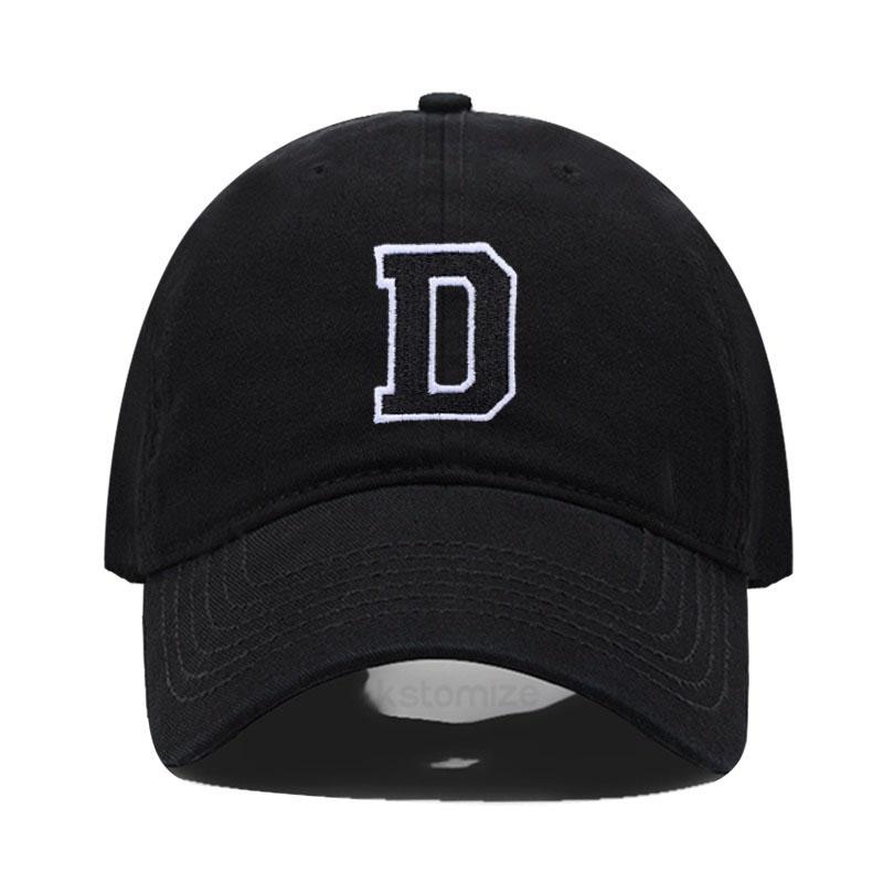 Initial Letter A-Z Black Baseball Cap For Men Womne High Quality Soft Cotton Embroider Fashion Team Sport Visors Snapback Caps