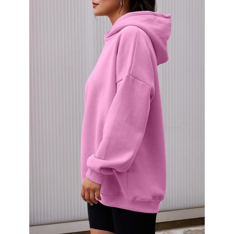 Women's Fashion Casual Solid Color Print Long Sleeve Hooded Hoodies & Sweatshirts