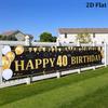 Black Gold Balloons Flags Happy 40th 50th 60th Birthday Banner Birthday Party Decoration Outdoor Garden Party Banner Supplies