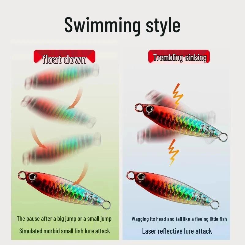 Universal Fish Scale Metal Jig Lure for Zander & Catfish - Freshwater & Seawater, Long Cast & Falling Action
