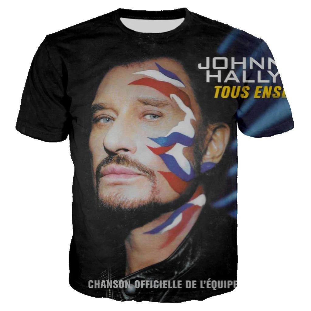 Most Popular Pop Singer Johnny Hallyday 3D Printed T-shirt Men Women Rock Casual Streetwear Clothes Hip Hop Harajuku Tops