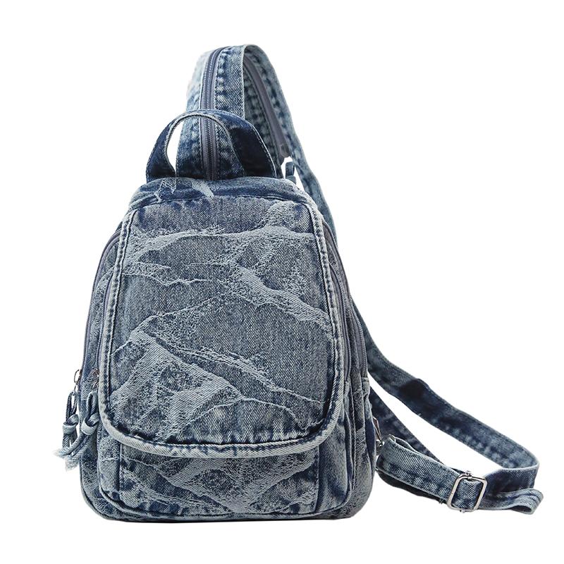 Denim Rucksack Reise Leichter Rucksack Multifunktionale Brusttasche