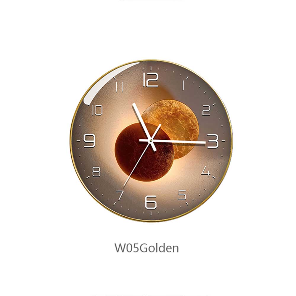 Glass Wall Clock Modern Design Geometric Series Art Round Mute Creative Hanging Home Living Room Bedroom Decoration 12 Inch