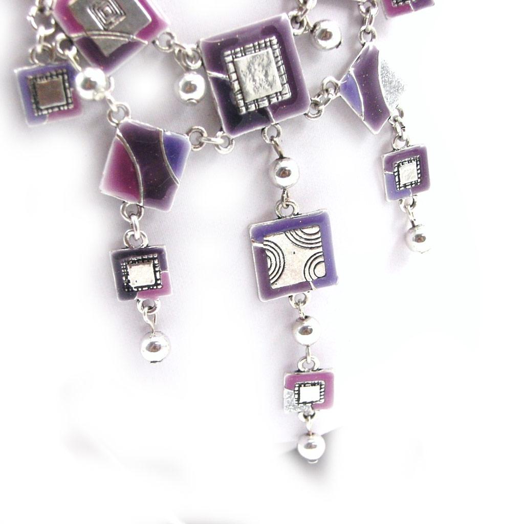 Les Trésors De Lily [G6137] - Purple 'Anamaya' Designer Necklace