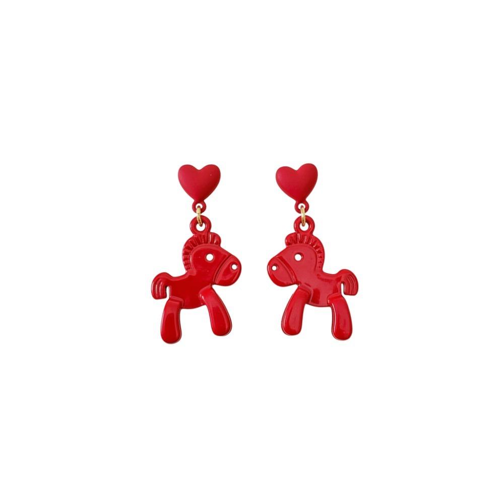 Fashion Jewelry Chinese Style Pony Earrings Heart Star Horse Drop Earrings Gift