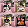 Kwaii Anime B-Buldak Ramesn Pillow Case Anti-Dustmite Pillowcase Invisible Zipper Silky Short Plush Sofa Cushion Cover