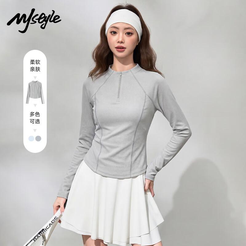 MJ STYLE Women s Half-Zip Quick-Dry Long Sleeve T-Shirt