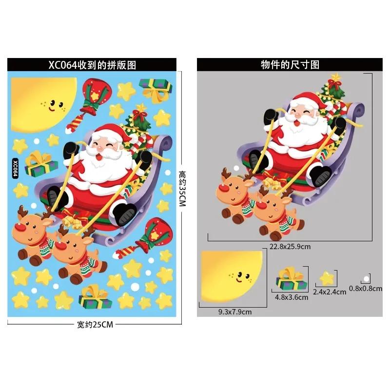 Christmas Window Stickers Santa Claus Snowflake DIY Wall Decal 2025 Christmas Decorations For Home New Year Ornaments Gift