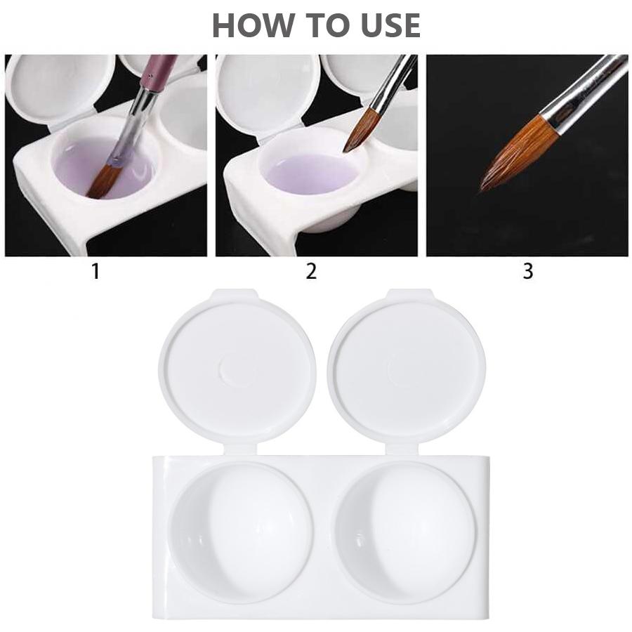Acrylic Liquid Dappen Dish, Twin Cup Nail Art Pigment Holder for Monomer Nail Brushes Washing Manicure Tool