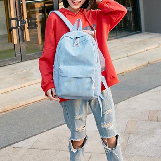 Solid Color Corduroy Backpack Anti-theft Training Knapsack with Adjustable Straps Large Capacity Unisex Schoolbag for Travel Camping Work Gym