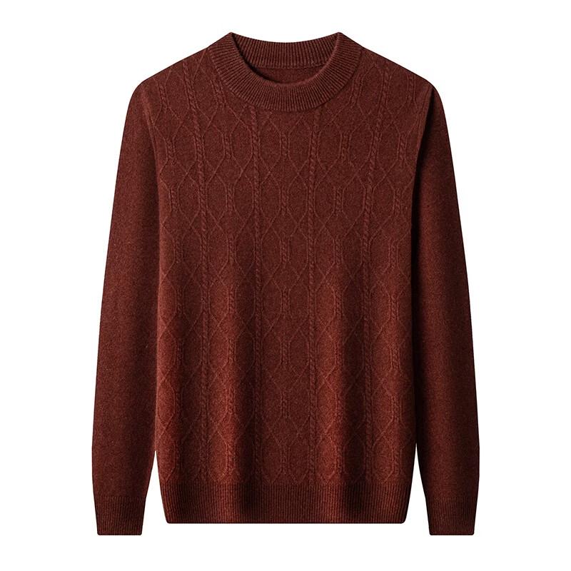 Hengyuanxiang Men's 100% Pure Wool Mock Neck Sweater