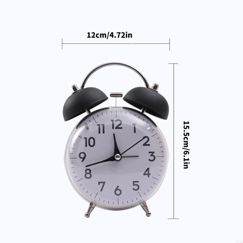 62KD Analog Alarm Clock Double Alarms Quiet Operating Large with Night Light