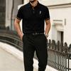 Men Mesh Ice Silk Short Sleeve Polo Shirt with Shirt Collar Button Closure and Embroidered for Summer Casual Wear