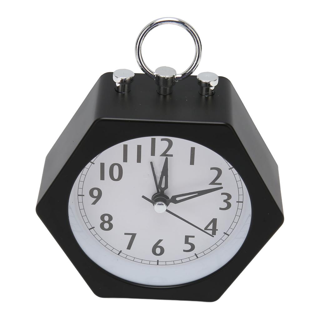 Polygon Alarm Clock Metal Shell Stable Quiet Compact Alarm Clock for Student Black