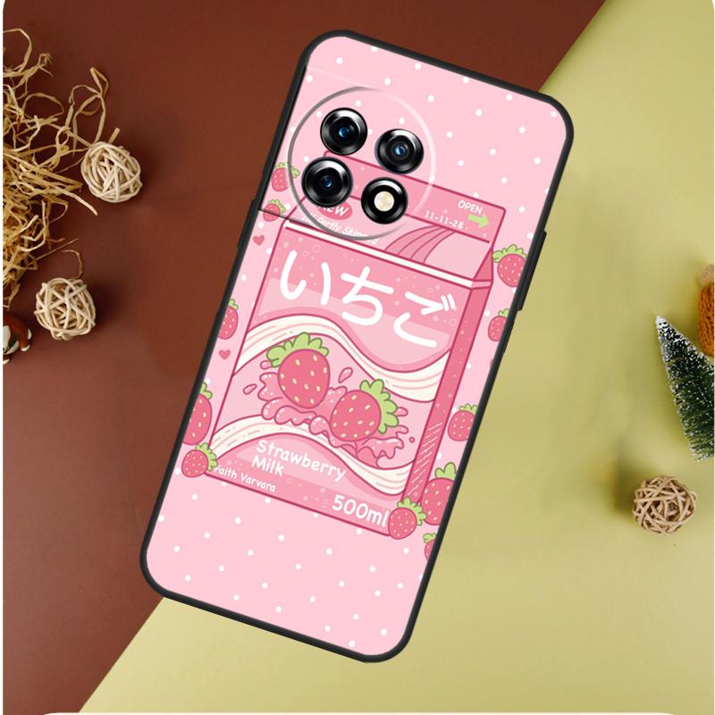 Kawaii Strawberry Milk For OnePlus 13 12 11 12R 13R 9 10 Pro 8T 9RT 10T 10R Nord 4 CE 2 3 Lite N20 N30 Phone Case