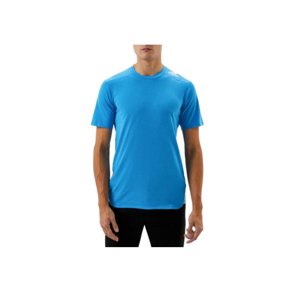 Adidas Sports Breathable V-Neck Casual Short Sleeve T-Shirt Men Tops Lake-Blue HB9199