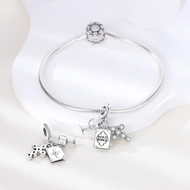 Annier Women's Original Charmscopper Holy Grail Bible Crucifix Beads Fit Charms Platabracelets For Jewelry Making Fine Gifts