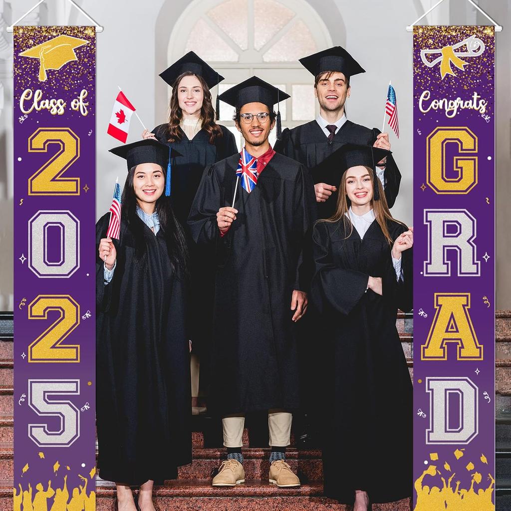 2025 Graduation Decorations - Class of 2025 Porch Banner Sign Congrats Grad Porch Banner, Graduation Party Decorations for Home/School Porch Door