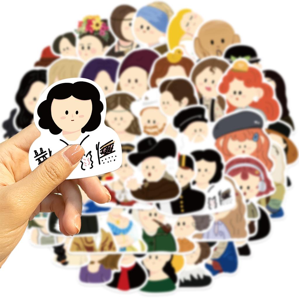 50 Cartoon Famous Paintings, Characters, Avatars, Graffiti Stickers, Guitar, Laptop, Suitcase, DIY Waterproof