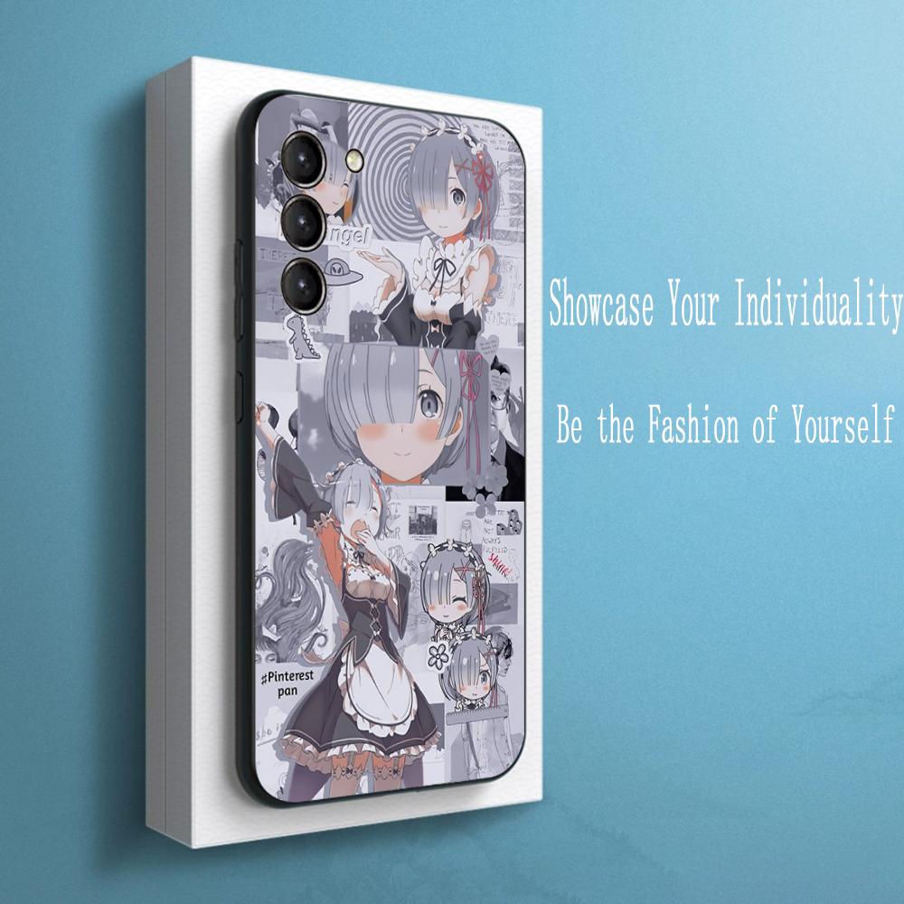 Re zero cute girl classic anime pattern Phone Case For Samsung Galaxy S26 S25 S24 S23 S22 S21 Plus Ultra Note20 Soft Black