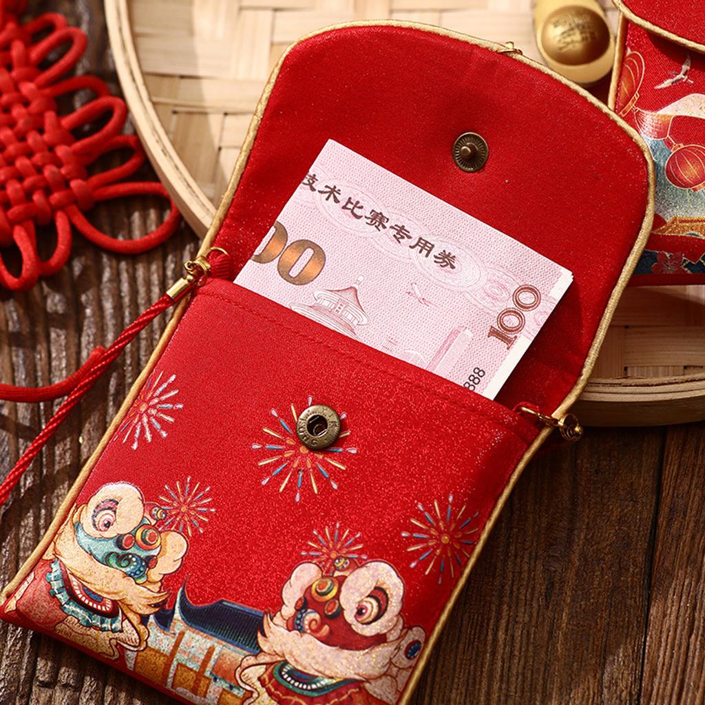 2026 Cloth Embroidery Red Packets Chinese New Year Cash Gift Bags Cartoon Horse Blessing Lucky Red Envelope for Spring Festival