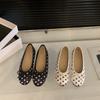 Flache Schleife Sanfte Damenschuhe Frühling Satin Polka Dot Französische Ballett-Single-Schuhe