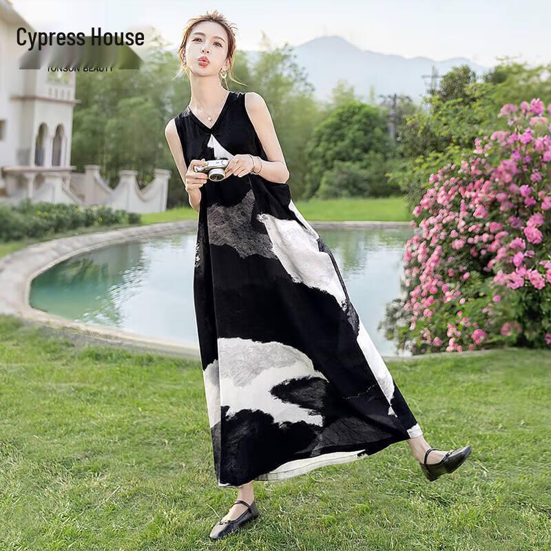 

Women s 2025 Summer Sleeveless Printed A-Line Dress 2XL