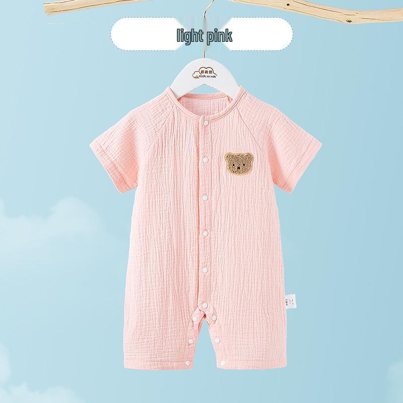 Infant Short Sleeve Summer Pajamas - Pure Cotton Gauze Baby Romper