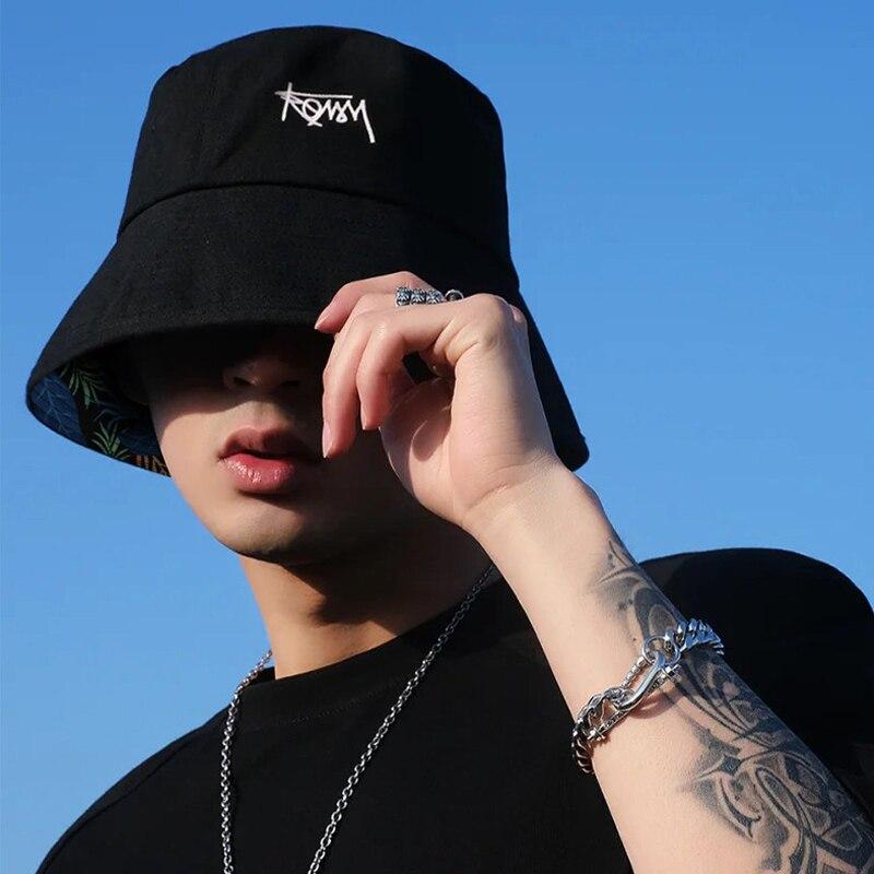 Kapelusz rybacki z dużym obwodem głowy Męski Dwustronny Hawajski Koreański Kapelusze Wiosenne dla Mężczyzn Casualowy Kapelusz Panama Bob Hip Hop Kapelusz Bucket Męskie Czapki