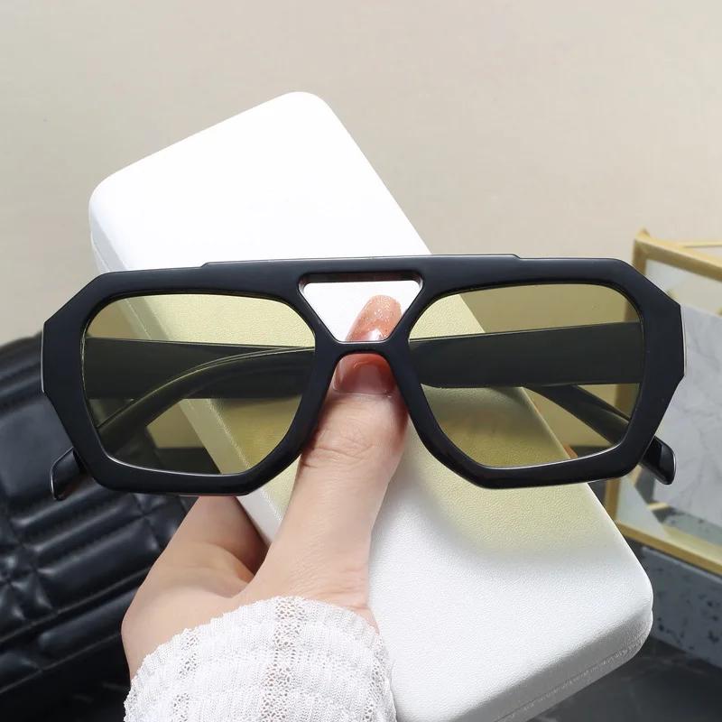 Nowe Vintage Kwadratowe Okulary Przeciwsłoneczne Moda Kobiety Mężczyźni Podwójne Mostki Okulary Damskie Szykowne Wielokątne Okulary Przeciwsłoneczne Odcienie Leoparda Okulary
