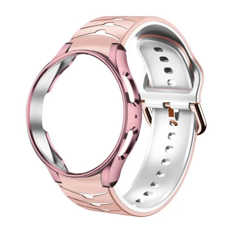 No Gaps Band For Samsung Galaxy Watch 6 classic 43 47mm/4/5/6 44mm 40mm Silicone correa Bracelet Galaxy 5 Pro 45mm Strap+Case