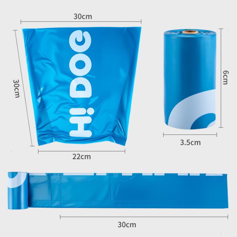 

30x30cm Large Pet Poop Bags, Retro Blue, Unscented Cat Litter & Dog Walking Trash Bags 1 Roll/15 pcs [30*30cm]