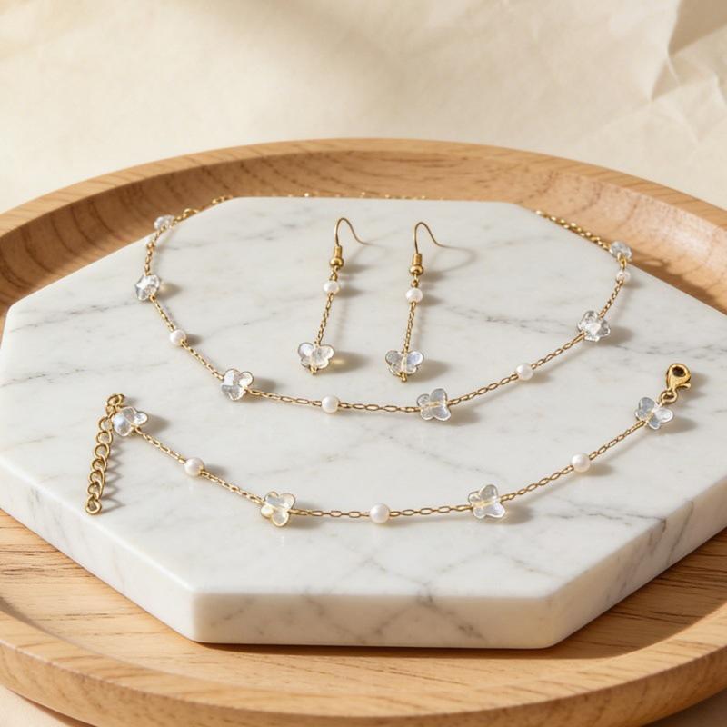 European & American Style Butterfly Jewelry Set: Versatile Necklace, Bracelet, Earrings - Women's Fashion Accessories