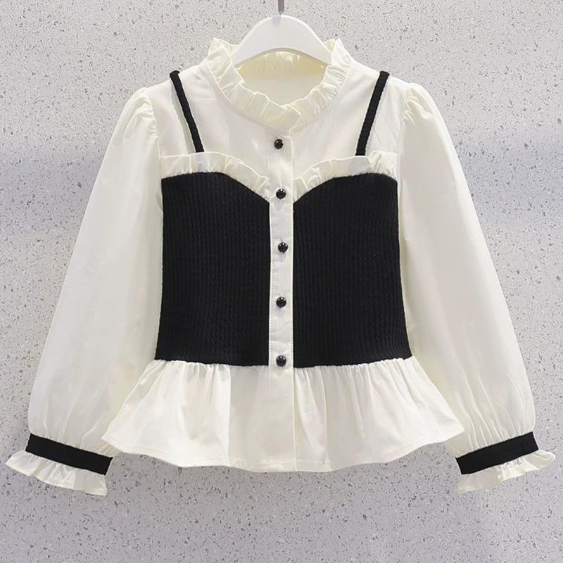 Big Girls, Western Style Fashionable Suits, Spring Temperament, Girls, Children's Shirts, Flared Pants, Two-piece Suit