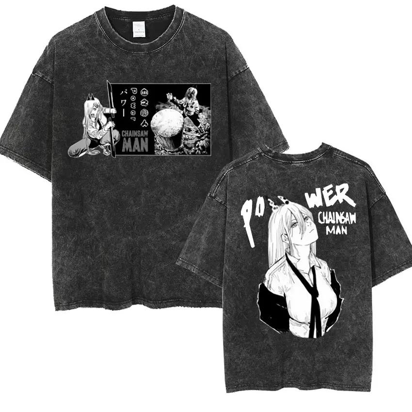 Anime Makima Chainsaw Print TShirt Men Women Hip Hop Oversized Short Sleeve T-Shirt Fashion High Quality Cotton Tees Streetwear
