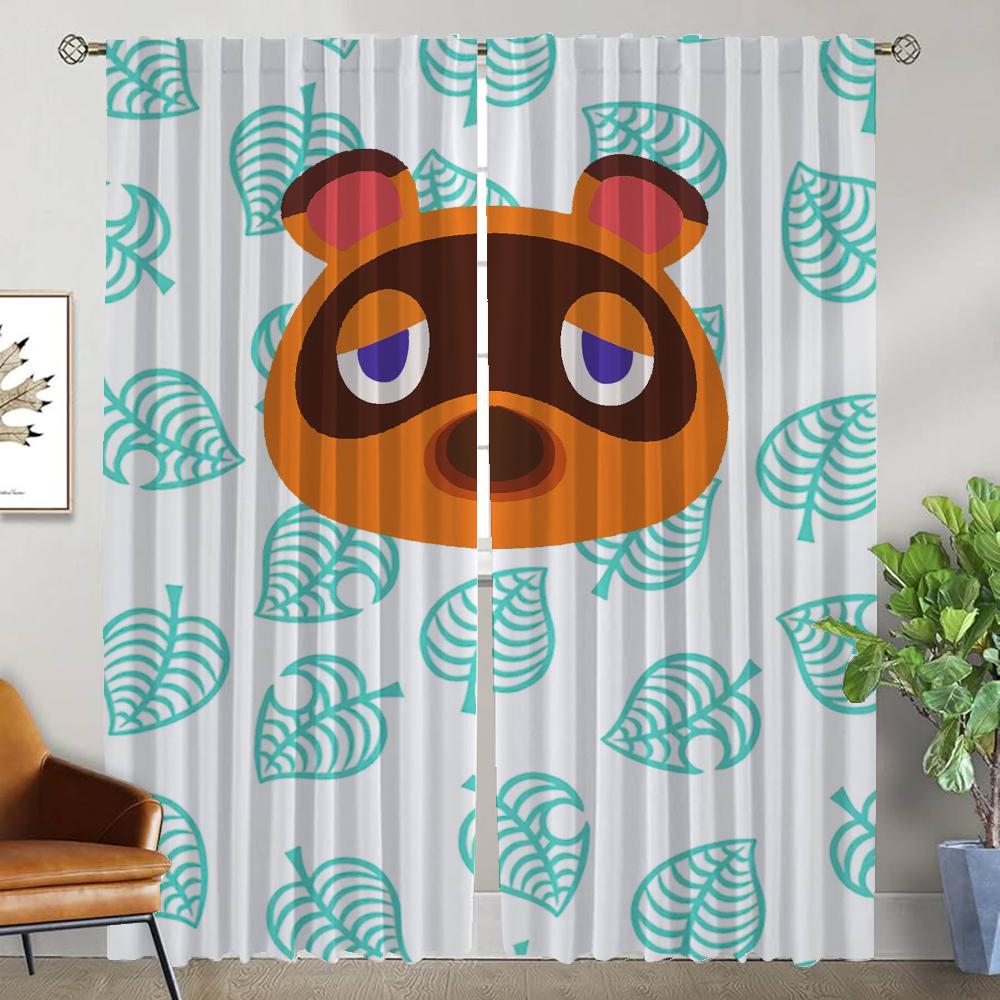 Mörkläggningsgardin för rum 2 paneler Animal Crossing gardiner barnrumsavdelare heminredningsgardiner rullgardiner tyll för sovrum