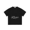 Black T Shirt with Headphones and Music Note Ecg Pattern for Casual Wear