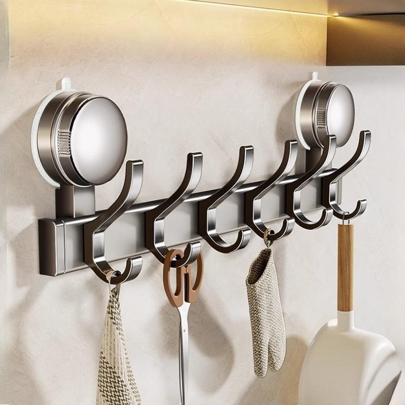 Hakenleiste aus Aluminiumlegierung, Wandmontage mit Doppel-Saugnapf zum Aufhängen, Bohrerfreie Saugnapf-Handtuchstange und Hutständer zum Aufhängen von Handtüchern, Mänteln, Hüten