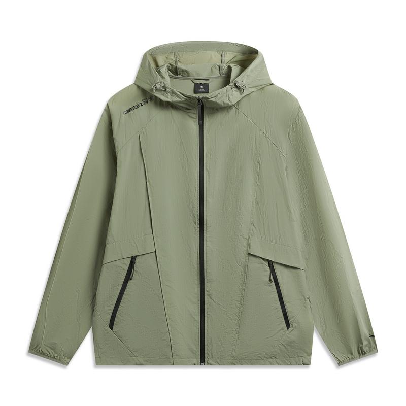 Li-Ning Outdoor CF Water-Resistant Comfortable UPF50+ Sun Protection Jacket Men jackets Lobster-Green AFDW215-4 S