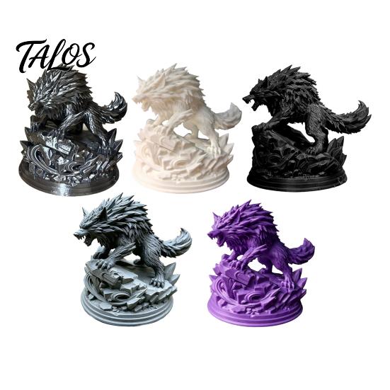 3D Printed Wolf Statue, Howling Wolf Figurine, Wild Wolf on Rock Sculpture, Collectible Animal Ornament for Home Office Desk