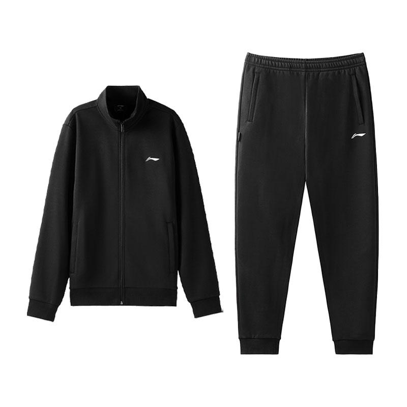 

Li-Ning Fashion Versatile Loose Fleece Cardigan Sweatshirt Comfortable Long Pants Casual Sports Suit Unisex suit AWDVG71-1+AKLVC87-1 2XL